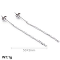 Sleek 50mm stainless steel chain drop earrings in a minimalist silver-tone finish - Simple Long Chain Tassel Style (KLJ541-Z)