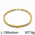 Polished 195mm golden stainless steel bead bracelet with lobster clasp and round pendant - Style A 4mm (KLJ6681-Z) / Gold
