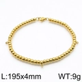 Golden stainless steel bead bracelet with lobster clasp and three small charm rings - Style B 4mm (KLJ6683-Z) / Gold