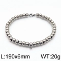 Polished silver stainless steel bead bracelet 6mm with lobster clasp and 190mm length - Style A 6mm (KLJ6676-Z) / Steel