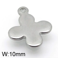Colgante de trébol en acero inoxidable plateado pulido para joyería DIY, ancho 10mm - Forma de Trébol Hueco / 13*10mm / Color Acero