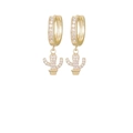 Orecchini a cactus placcati in oro con zirconi scintillanti per un look femminile chic - Stile Zirconi Bianchi