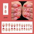 Stiletto-Kunstnägel mit rotem Herz- und Lippenmuster, French-Tip-Design, 24er-Set - Z141 Rote Lippen
