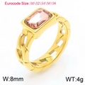 18K vergulde titanium ring met rechthoekige roze zirkoon en holle kettingband ontwerp - Maat 6 (52mm) / Gouden Champagne