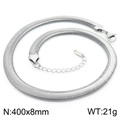 Flat silver snake chain necklace in 8mm width and 400mm length made of titanium steel - Steel Color Necklace (KN281812-Z)