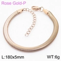 Flat rose gold snake chain bracelet 5mm width and 180mm length with lobster clasp - Rose Gold Bracelet (KB168219-Z)