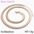 Flat herringbone snake chain necklace in rose gold finish 450x5mm with lobster clasp - Rose Gold Necklace (KN235877-Z)
