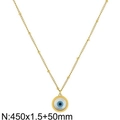 Golden Evil Eye pendant necklace with beaded chain and 18k gold plated stainless steel - Beaded Chain Round Evil Eye (KN281888-Z)