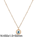 Rose gold evil eye pendant necklace with beaded chain and adjustable extension - Beaded Chain Round Evil Eye (KN281889-Z)