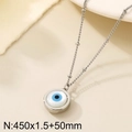 Evil Eye pendant necklace in 18k gold plated titanium with 450mm beaded silver chain - Beaded Chain Round Evil Eye (KN281890-Z)
