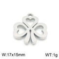 Silver stainless steel hollow clover pendant with three hearts design, 17x15mm size - Steel Color (KLJ7771-Z)