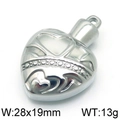 Silver vintage heart locket necklace pendant with embossed patterns, 28x19mm size - Steel Color (KLJ5872-Z)