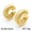 Orecchini a clip C a spirale in acciaio placcato oro 18k con dimensioni 30x10mm - Stile a Costine (Croissant) / Oro(KE111729-WGJD)