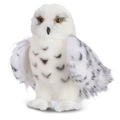 Realistic white snowy owl plush toy with soft faux fur and yellow eyes for kids - White / 20cm