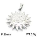 Ciondolo sole retrò in acciaio al titanio argento, misura 20mm e peso 3.5g dettagli - Viso di Sole Argentato (KP100726-Z)