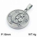 Pendente celeste con luna e stelle in titanio argento e incisione circolare da 18 mm - Stella e Luna Tonde Argentate (KP119969-Z)