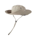 Khaki wide brim sun hat with adjustable chin strap and breathable side vents - Beige