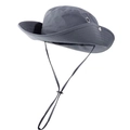 Dark grey men's wide brim sun hat with adjustable windproof cord for hiking - Gray