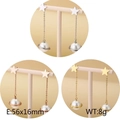 Pendientes largos de borla de planeta con perlas en acabados oro, plata y oro rosa - Estilo Planeta Borla (C款KE85779-KFC) / Dorado