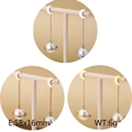 Elegantes pendientes largos de borla con perlas de luna en plata, oro rosa y dorado - Estilo Luna Perla (D款KE85782-KFC) / Dorado