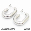 Pendientes en forma de U de acero inoxidable plateado, 30x20mm, con acabado pulido - Pendientes huecos cortos en forma de U estilo A / Color Acero