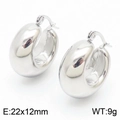 Silberne U-förmige Edelstahl-Ohrringe im polierten Hohldesign, 22x12 mm Größe - Stil C Dicke halbkreisförmige hohle Ohrringe (KE110507-KFC) / Stahlfarbe