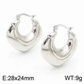 Polierte silberne U-förmige Edelstahl-Ohrringe mit den Maßen 28x24mm und Gewicht 9g - Stil E Herz/Oval hohle Ohrringe (KE110513-KFC) / Stahlfarbe