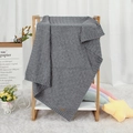 Solid grey knitted baby blanket with checkered pattern and brown tag on a hanger - 100*80 / Light Gray
