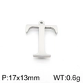 Ciondolo a lettera T in acciaio inossidabile argento 17x13mm per collane e bracciali - Lettera T (KLJ1427-Z) / Color Acciaio
