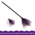 Purple Halloween witch broomstick with mesh lace detail and two-section handle - Purple