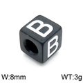 8mm black square stainless steel alphabet cube bead with letter B for DIY jewelry - Letter B Black (KLJ1167-Z)