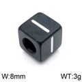 8mm black square bead with white stripes made of stainless steel for DIY jewelry - Letter I Black (KLJ1174-Z)