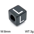 8mm black stainless steel cube charm with white letter L for DIY jewelry making - Letter L Black (KLJ1177-Z)