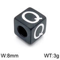 Black cube bead with letter Q for DIY jewelry making, 8mm stainless steel cube charm - Letter Q Black (KLJ1182-Z)