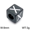 8mm black square stainless steel bead with white letter X for DIY jewelry making - Letter X Black (KLJ1189-Z)
