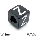Black 8mm square stainless steel letter Z bead for DIY jewelry making, 3g weight - Letter Z Black (KLJ1191-Z)