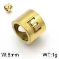 Golden titanium steel cylinder charm with hollow letter E and heart pattern for bracelets - Gold Letter E Style (KLJ1326-Z)