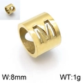 8mm Gold titanium steel cylinder pendant featuring hollow letter M and heart pattern - Gold Letter M Style (KLJ1335-Z)