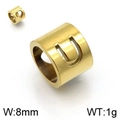 Golden titanium steel 8mm hollow letter U and heart cylinder pendant accessory - Gold Letter U Style (KLJ1342-Z)