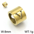 Golden titanium steel pendant featuring hollow heart and V letter designs, 8mm width - Gold Letter V Style (KLJ1343-Z)