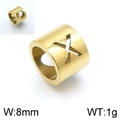 Golden titanium steel 8mm cylindrical charm with hollow star pattern and heart detail - Gold Letter X Style (KLJ1345-Z)