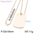 Roségoudkleurige roestvrijstalen ketting met glanzende rechthoekige hanger en kwastje - Roségoud (KN198430-KLX)