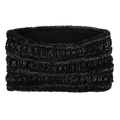 Détail du bandeau tricoté d'hiver avec doublure polaire et fils mouchetés multicolores - Noir chiné
