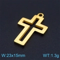 Ciondolo a croce cava dorata in acciaio inossidabile, 23x15mm per gioielli fai da te - Stile Croce Svuotata (KLJ7080-Z) / Oro