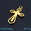 Ciondolo a croce cava dorata in acciaio inossidabile, 22x15mm e peso di 1g - Stile Croce Svuotata Fine (KLJ7082-Z) / Oro