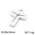 Ciondolo a croce traforata in acciaio inossidabile argento, 20x15mm e peso di 1,4g - Stile Silhouette Svuotato (KLJ7093-Z) / Argento