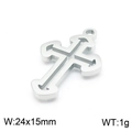 Polished silver stainless steel hollow cross pendant measuring 24x15mm and 1g weight - Classic Hollow Style (KLJ7101-Z)