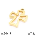 Hollow stainless steel cross pendant accessory in gold finish, 20x15mm jewelry charm - Simple Hollow Style (KLJ7126-Z)