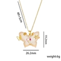 Collier papillon doré minimaliste avec cœur en cristal et dimensions 26x19mm - Blanc