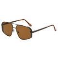 Lunettes aviateur vintage à double pont avec verres bruns et monture en métal texturé - Monture Marron Embouts Écaille Verres Marron